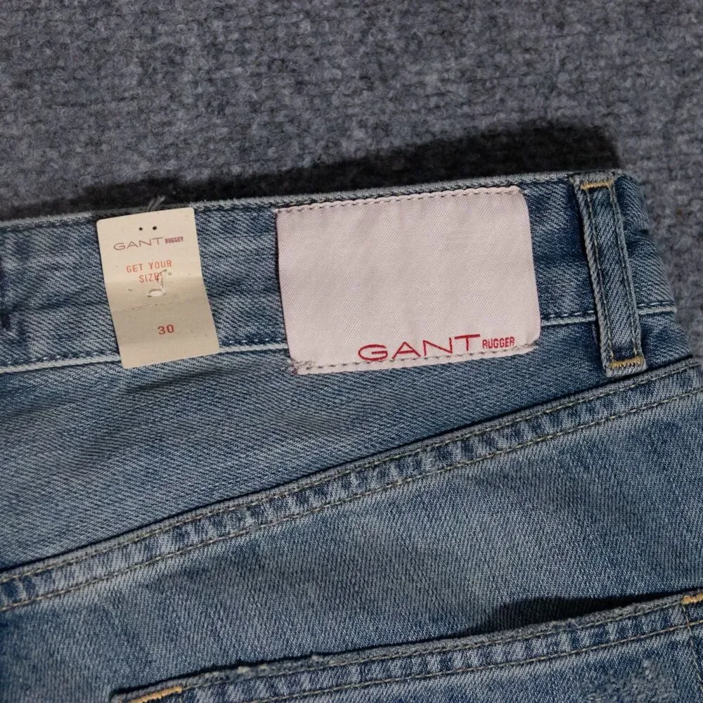 NWT GANT Rugger Stickboy Denim Cut Off Light Indigo Blue Jean Shorts Men's 30